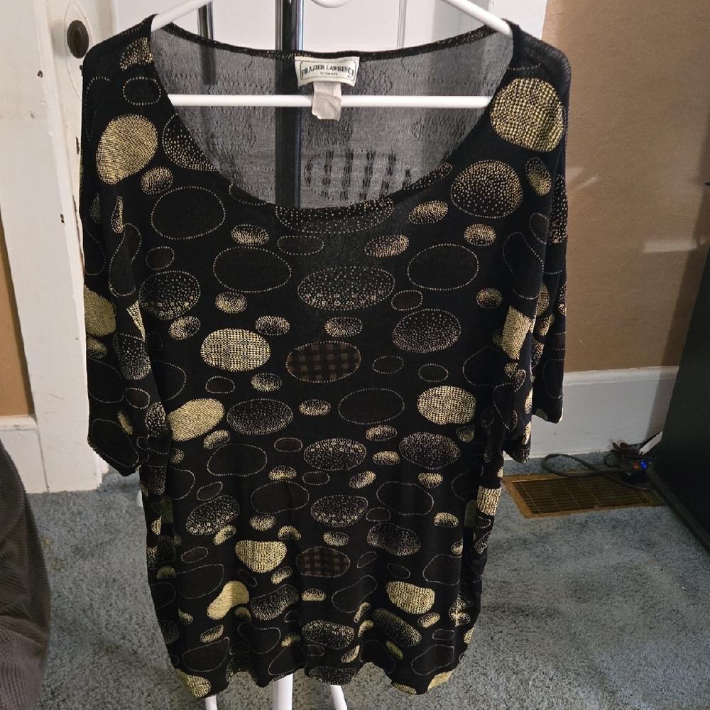 Lauren Ralph Lauren Black and Gold Women's Blouse